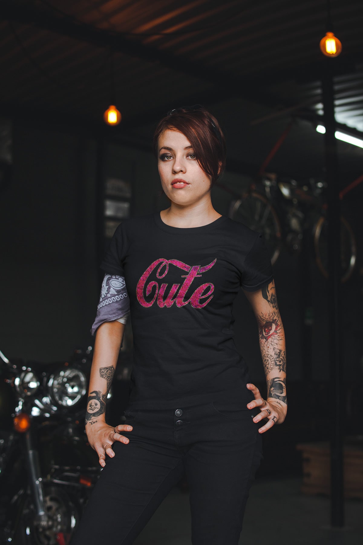 Cute Rhinestone T-shirt; Design CUTE-2