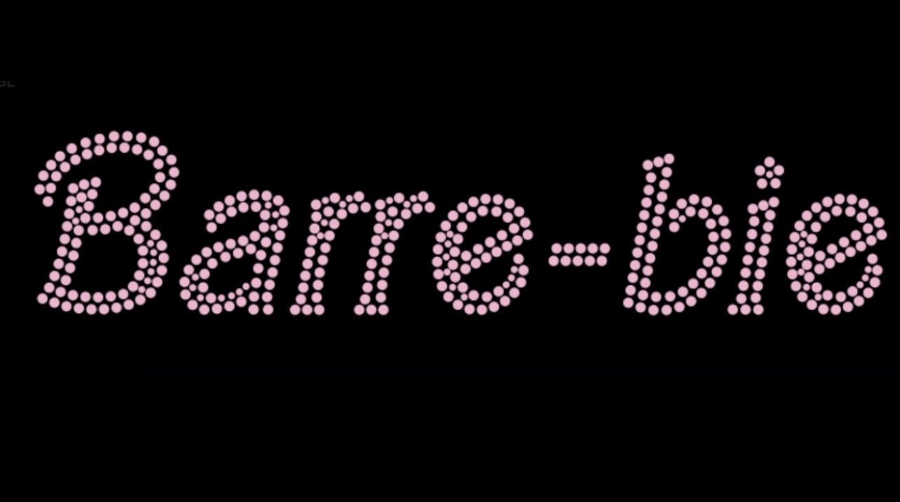 Barre-bie Rhinestone T-shirt; yoga, pilates; 10"Wx2.1"H; Design-BAR1