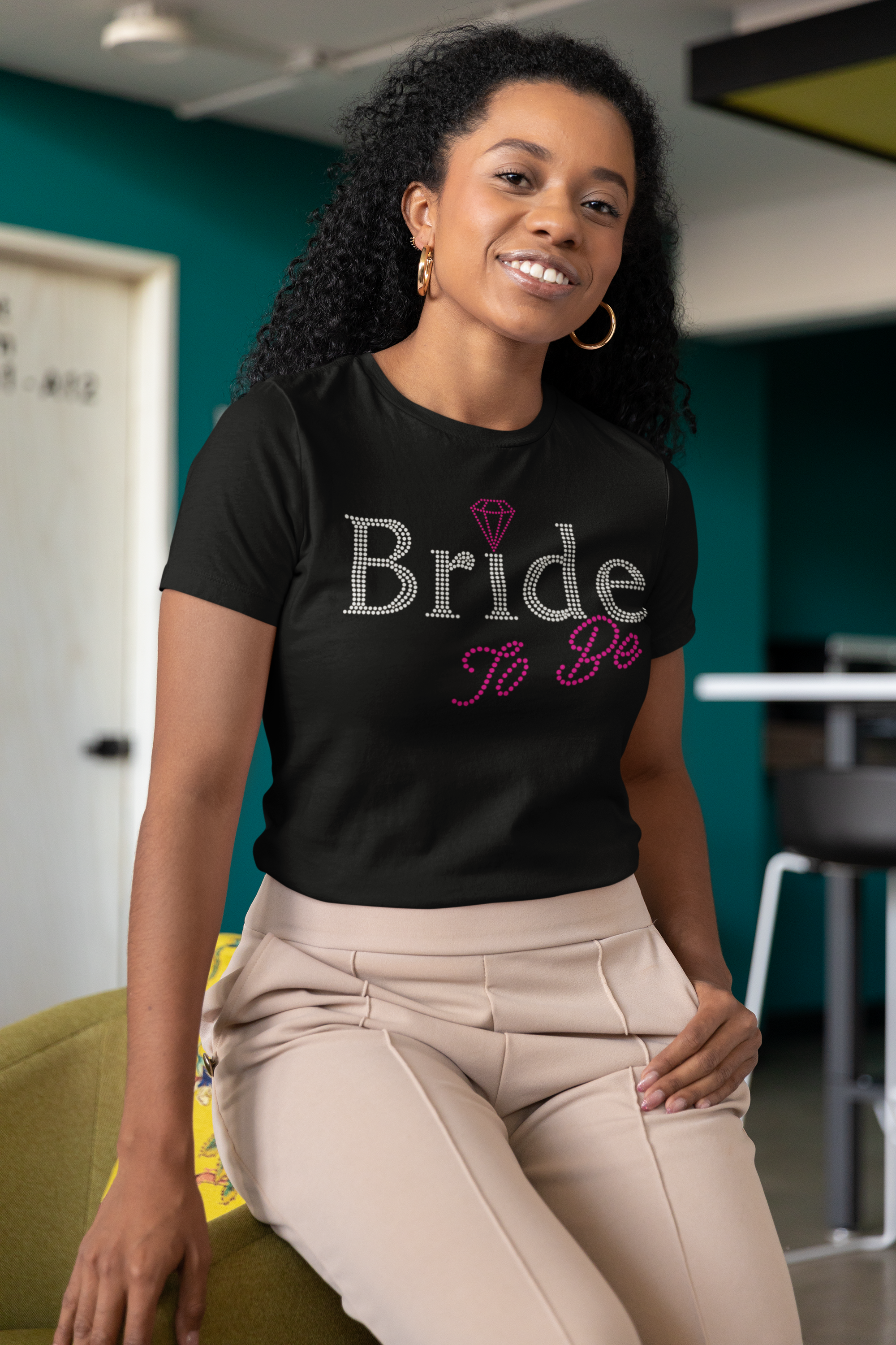 Bride To Be Diamond Rhinestone T-shirt; wedding, marriage; Design BRIDE-6
