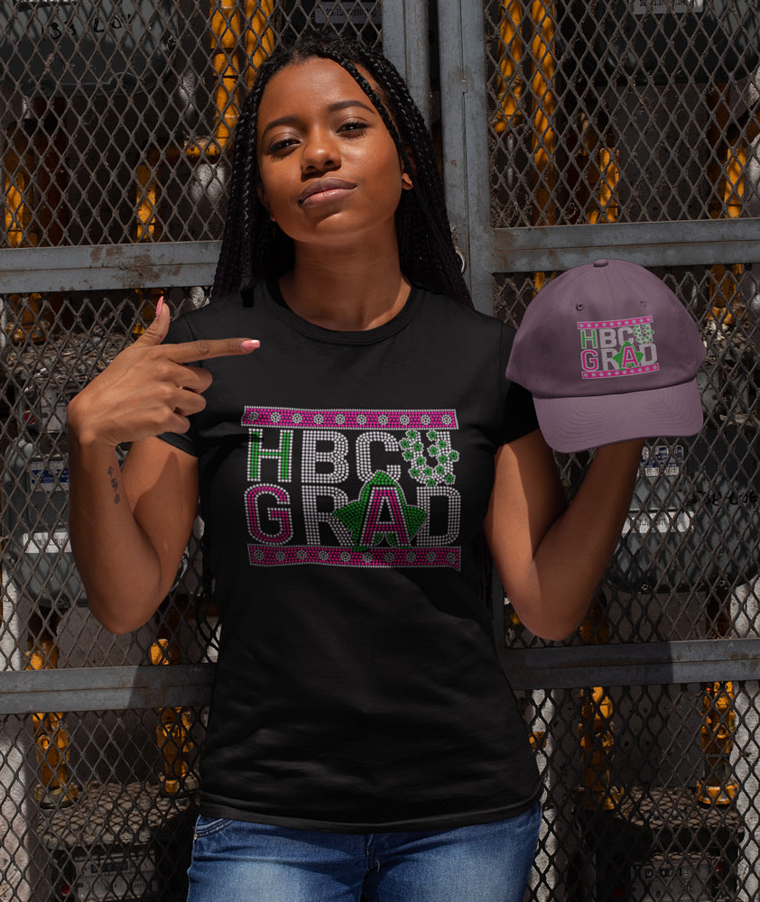 HBCU GRAD Rhinestone T-shirt; Alpha Kappa Alpha, AKA, Greek; Design-AK1