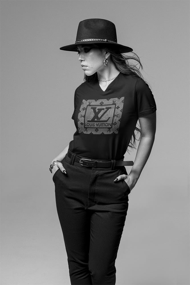 Louis Vuitton Rhinestone T-shirt; LV; Design-LV1