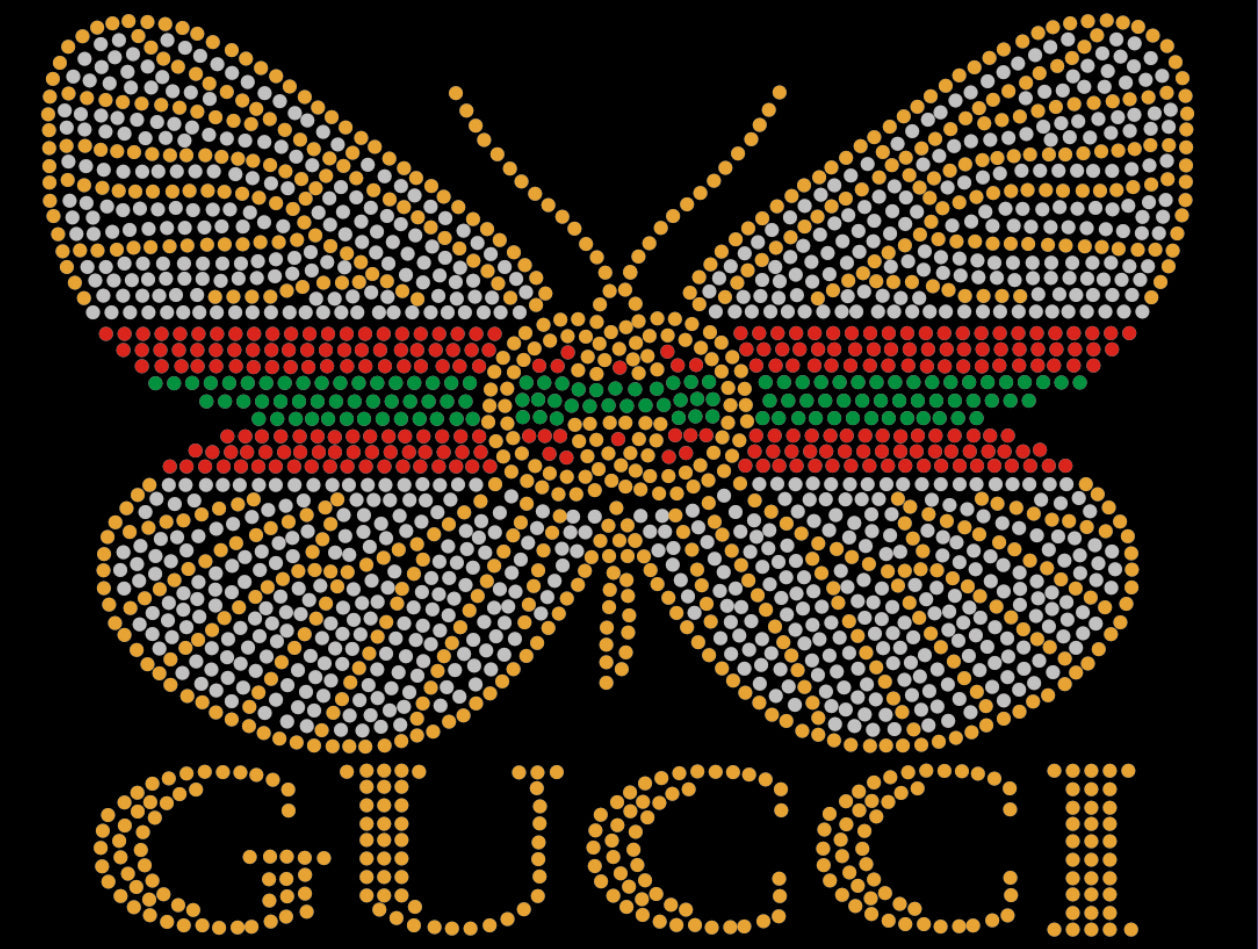 GUCCI Butterfly Rhinestone T-shirt; GG; Design-G6