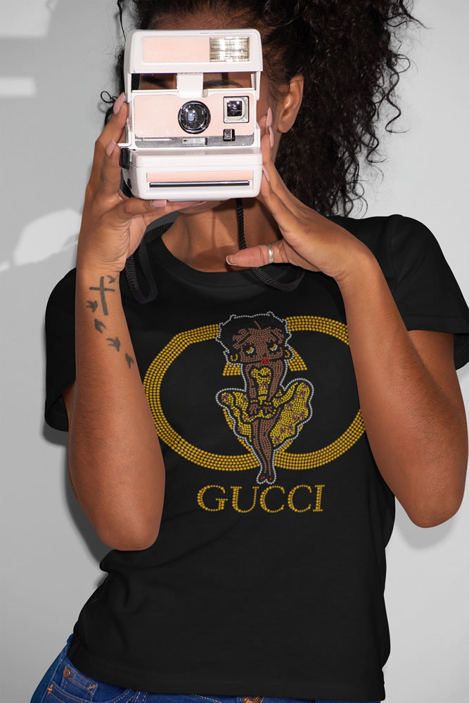 GUCCI Betty Boop Rhinestone T-shirt; GG; Design-G7BBB