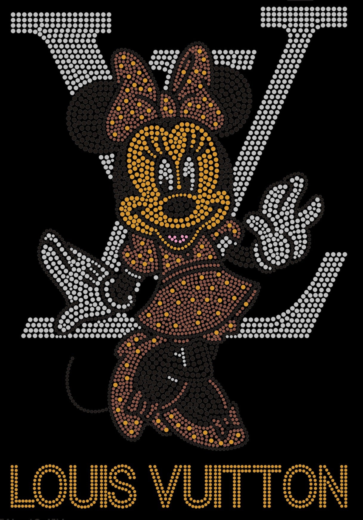 Louis Vuitton Minnie Mouse Rhinestone T-shirt; LV, Large design; Design-LV7MM