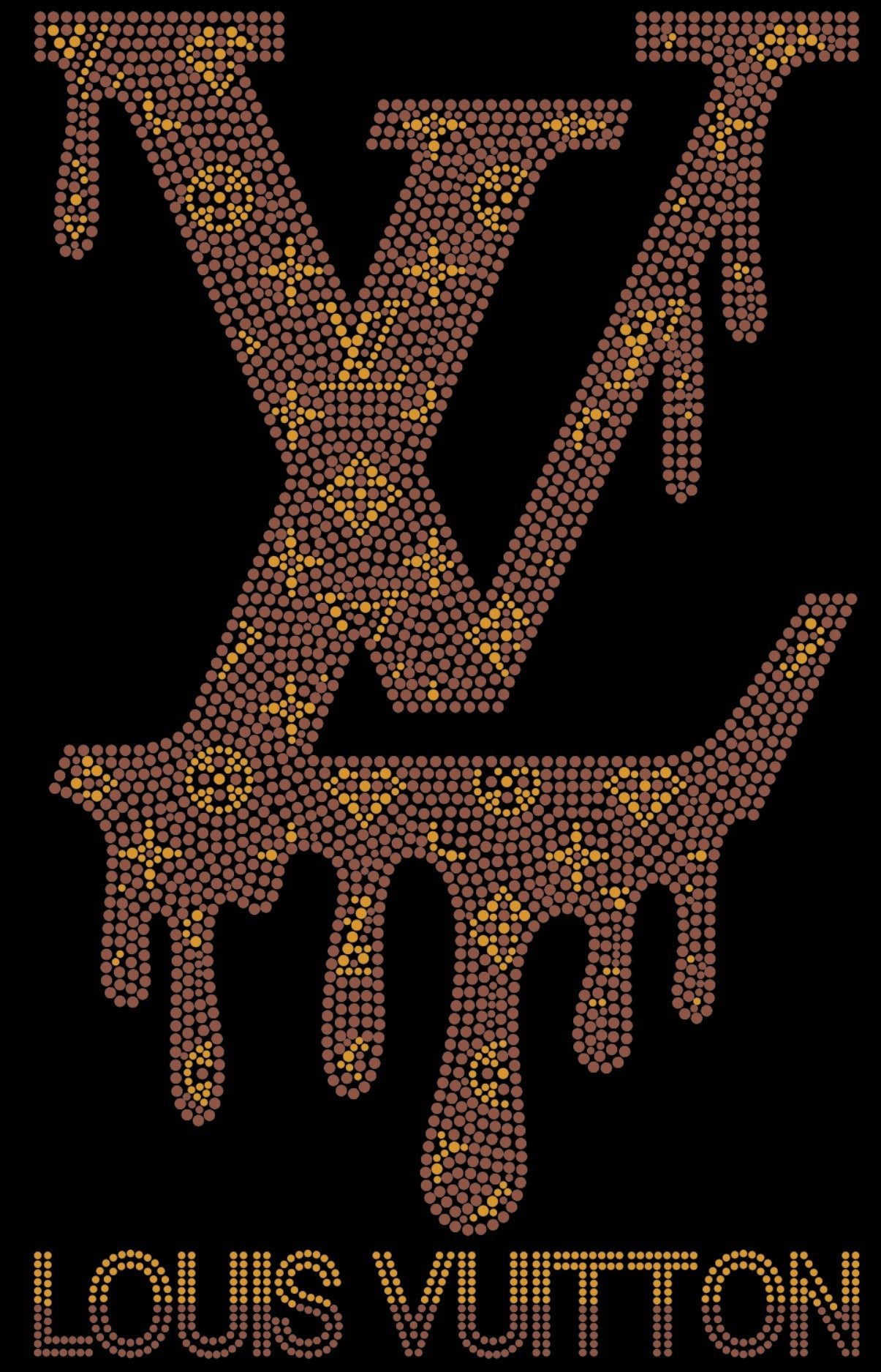 Louis Vuitton Drip Rhinestone T-shirt; LV, Large design; Design-LV8