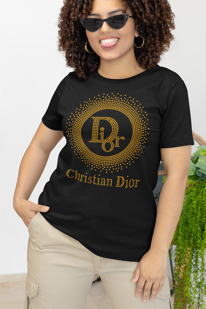 Christian Dior Circle Rhinestone T-shirt; Design-D1