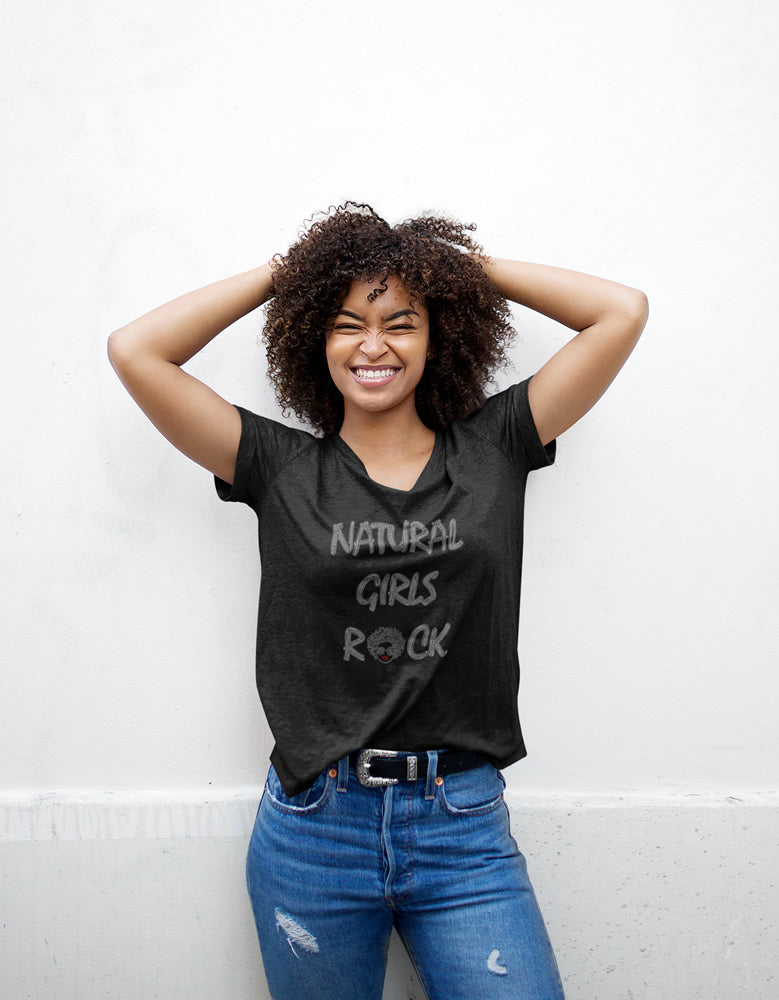 NATURAL GIRLS ROCK Rhinestone T-shirt; afro; NAT-1