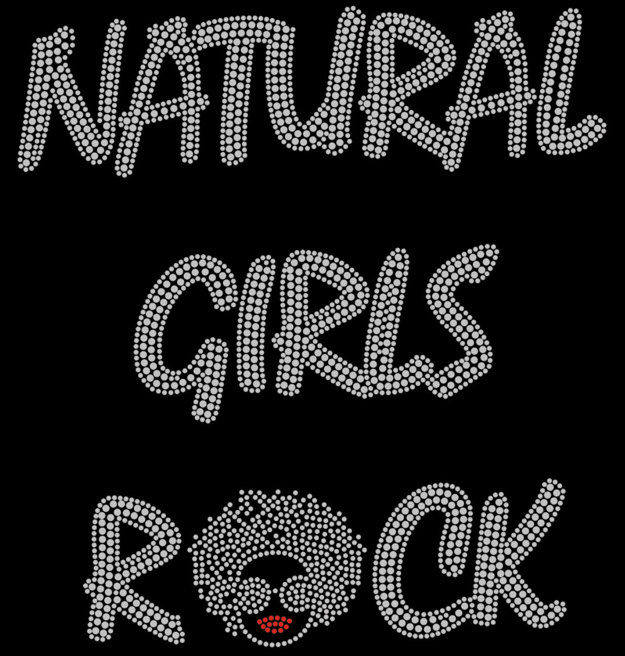 NATURAL GIRLS ROCK Rhinestone T-shirt; afro; NAT-1