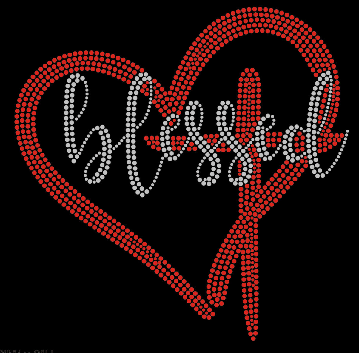 Blessed Heart and Cross Rhinestone T-shirt; religious; Design BLES-3