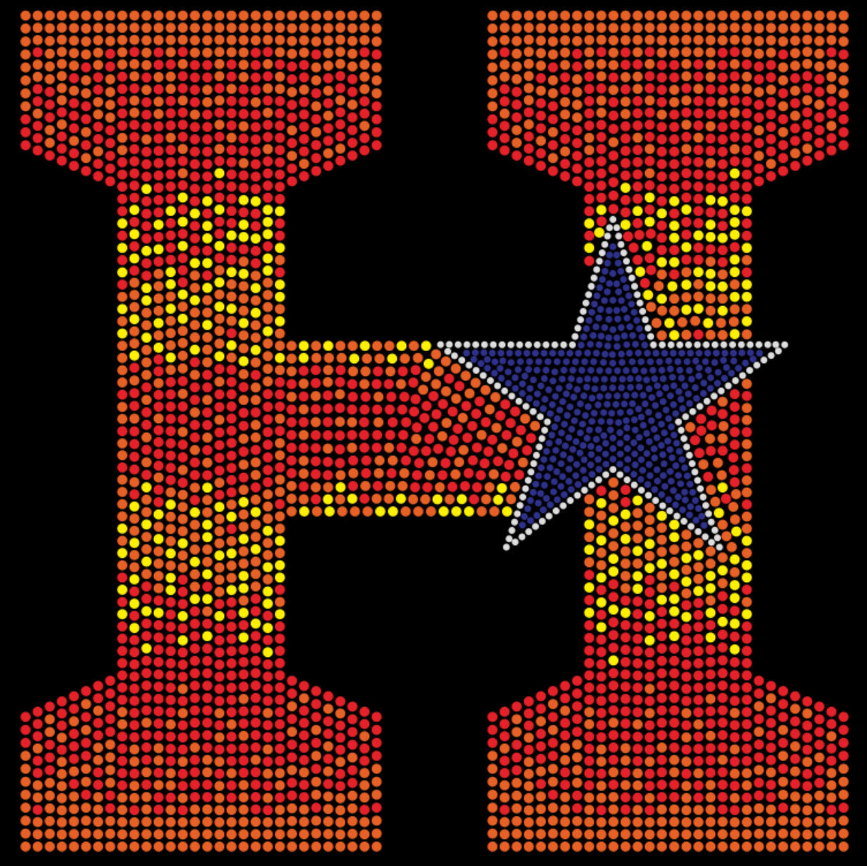 Large "H" and Star Rhinestone T-shirt; Astros, baseball, H-Town, Houston; Design-HA5