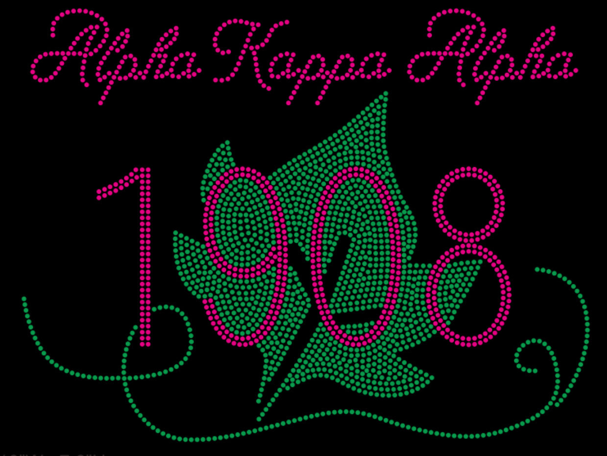 Alpha Kappa Alpha 1908 Ivy Leaf and Vines Rhinestone T-shirt; AKA, Greek; Design-AK7