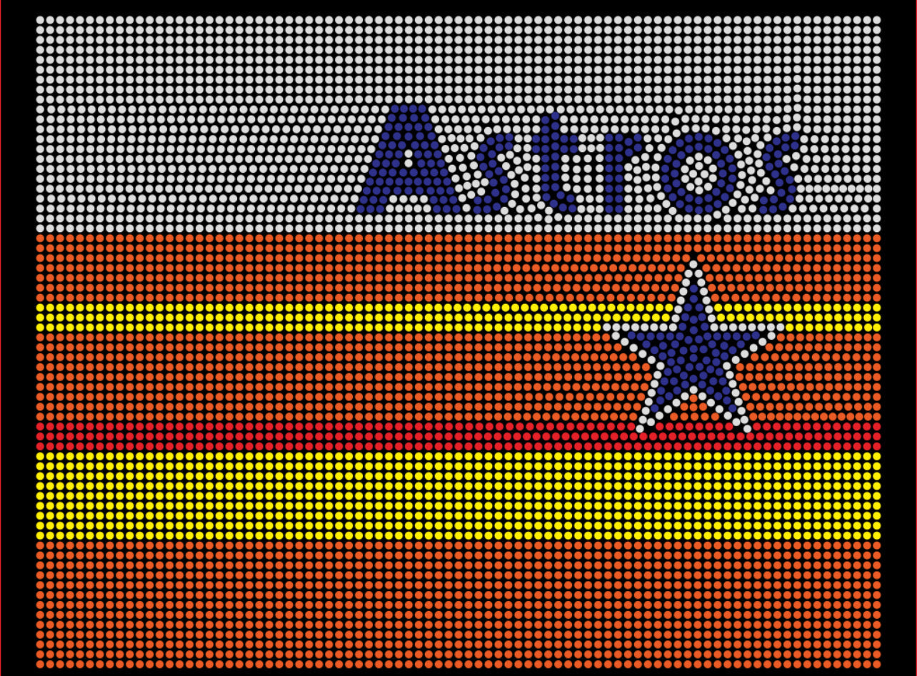 Astros Flag Rhinestone T-shirt; Large design; baseball, star, stripes, retro H-Town, Houston; Design-HA1b