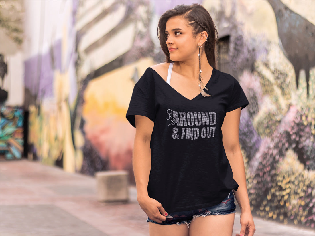F*ck Around and Find Out Rhinestone T-shirt; Animated FAAFO; Large design; Design MISC-1