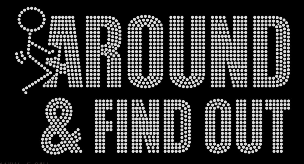 F*ck Around and Find Out Rhinestone T-shirt; Animated FAAFO; Large design; Design MISC-1