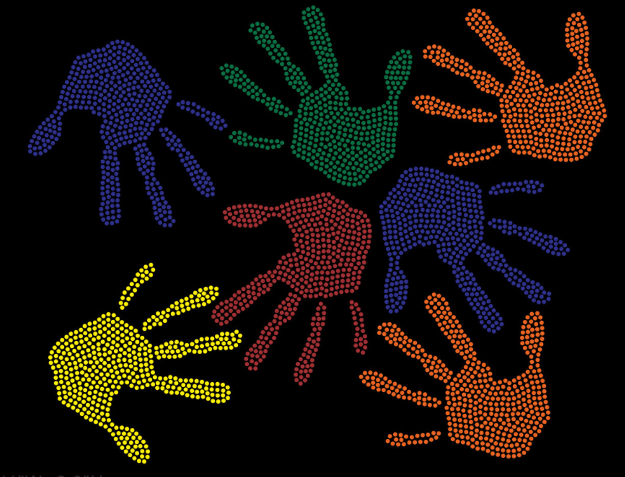 Colorful Hands Rhinestone T-shirt; Autism; Design AUT-1