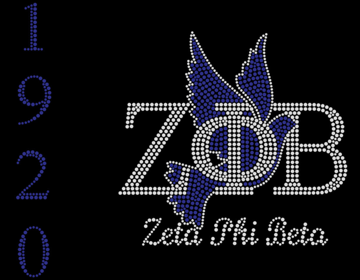 Zeta Phi Beta 1920 Dove Rhinestone T-shirt; Greek; Design -Z1
