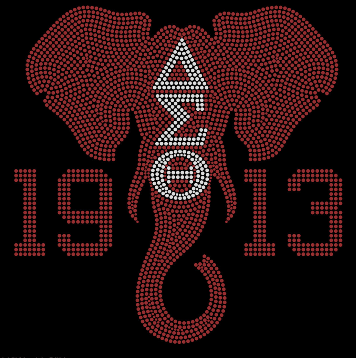 Delta Sigma Theta Elephant 1913 Rhinestone T-shirt; DST, Greek; Large design; Design-DS2