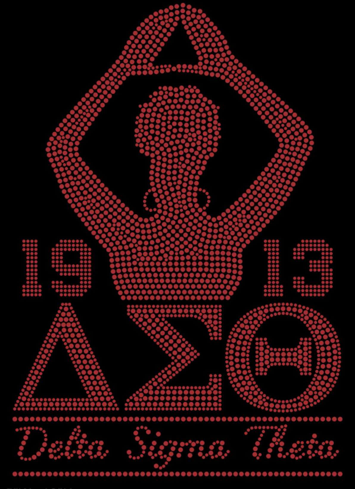 Delta Sigma Theta 1913 Lady Rhinestone T-shirt; DST, Greek; Large design; Design-DS3