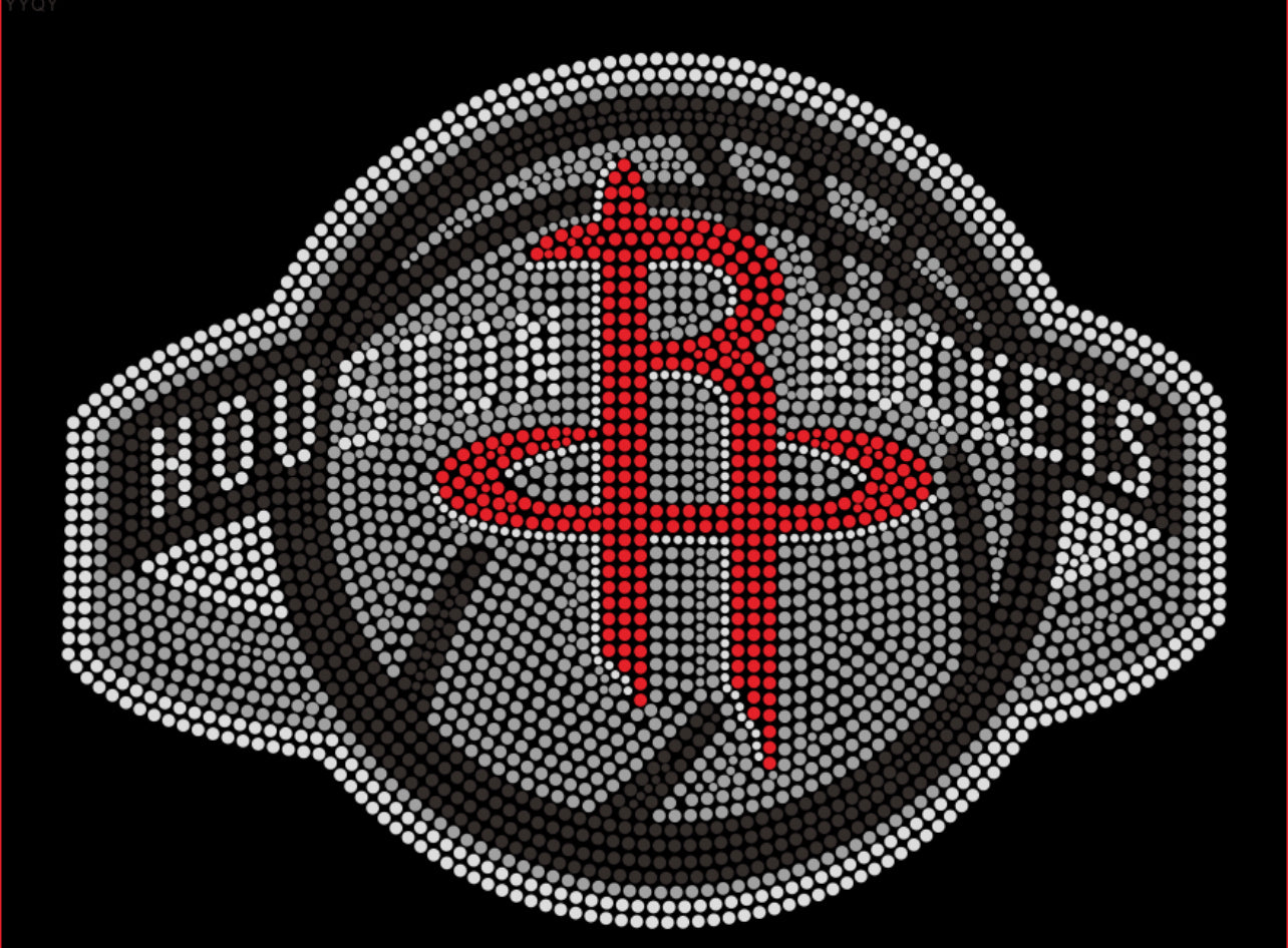 Houston Rockets Basketball Rhinestone T-shirt; "R", H-Town; Large design; Design-HR1