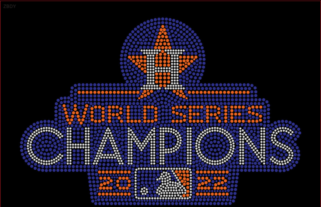 World Series Champions 2022 Rhinestone T-shirt; Astros, baseball, Houston, "H", star; Large design; Design-HA7