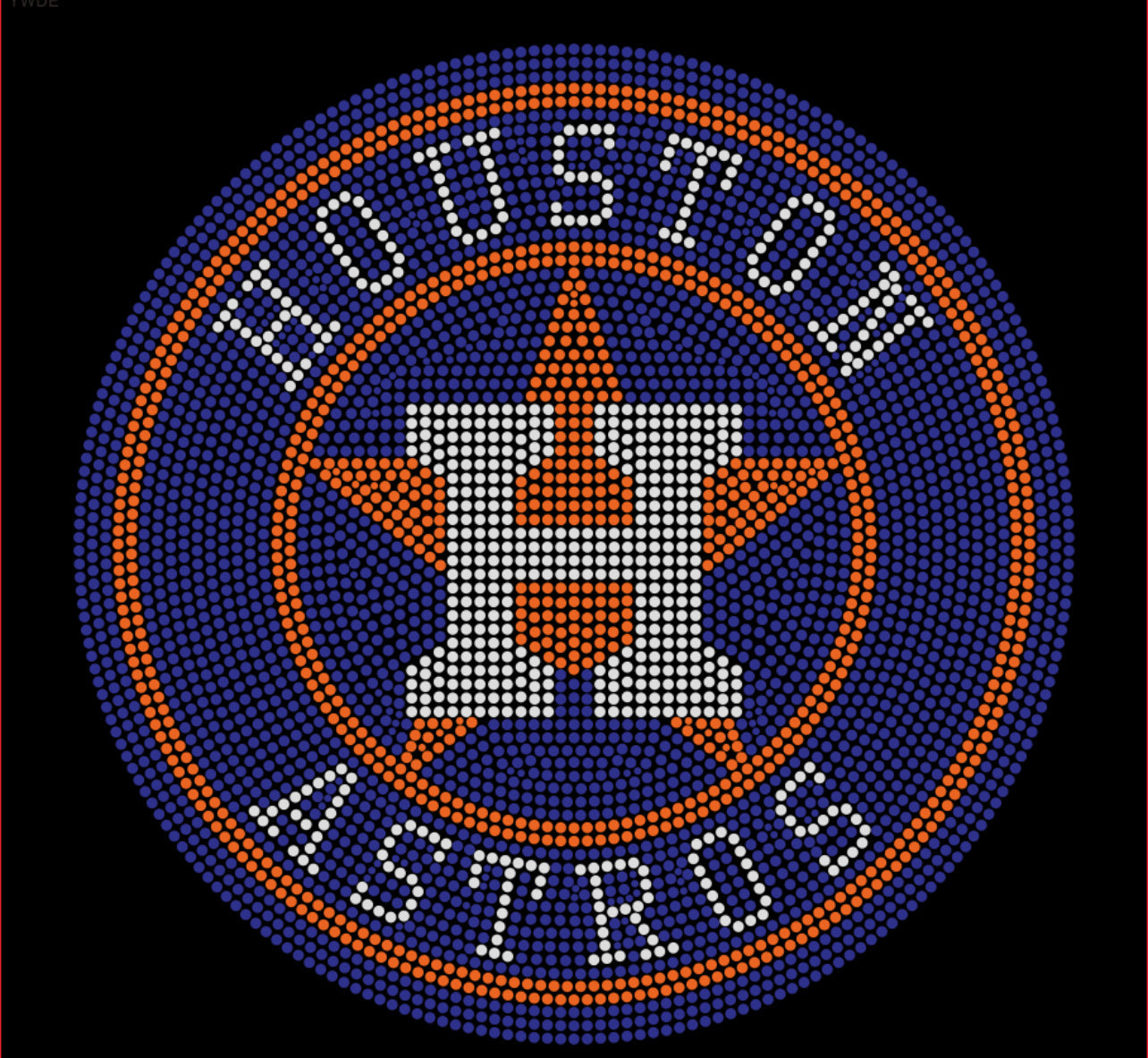 Houston Astros "H" and Star Rhinestone T-shirt; Baseball; Large design; Design-HA8