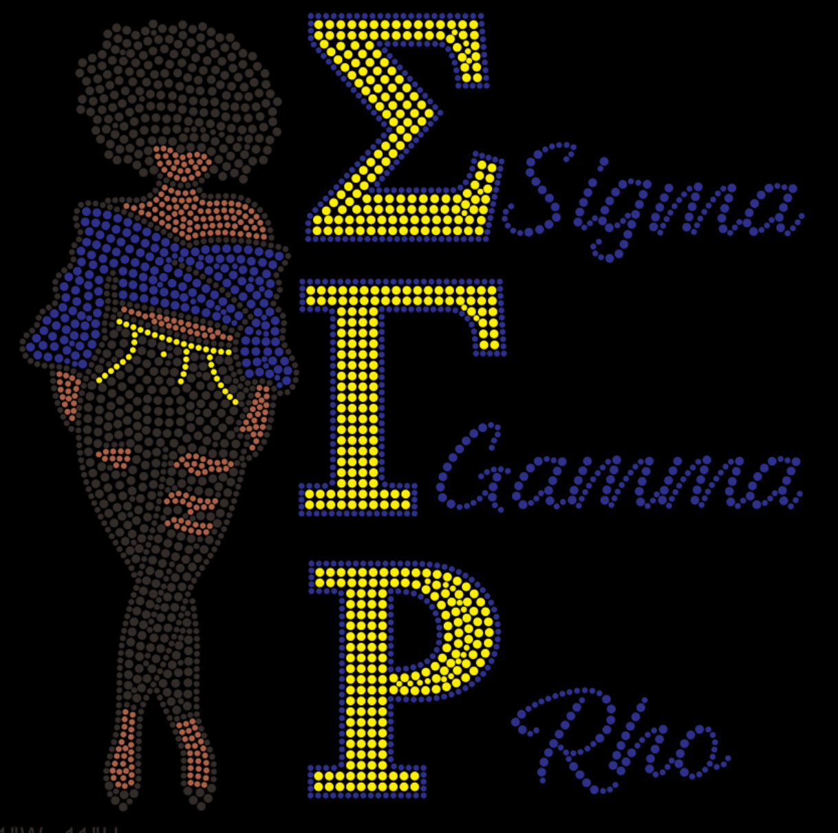 Sigma Gamma Rho Lady Rhinestone T-shirt; Greek; Large design; Design-SG1