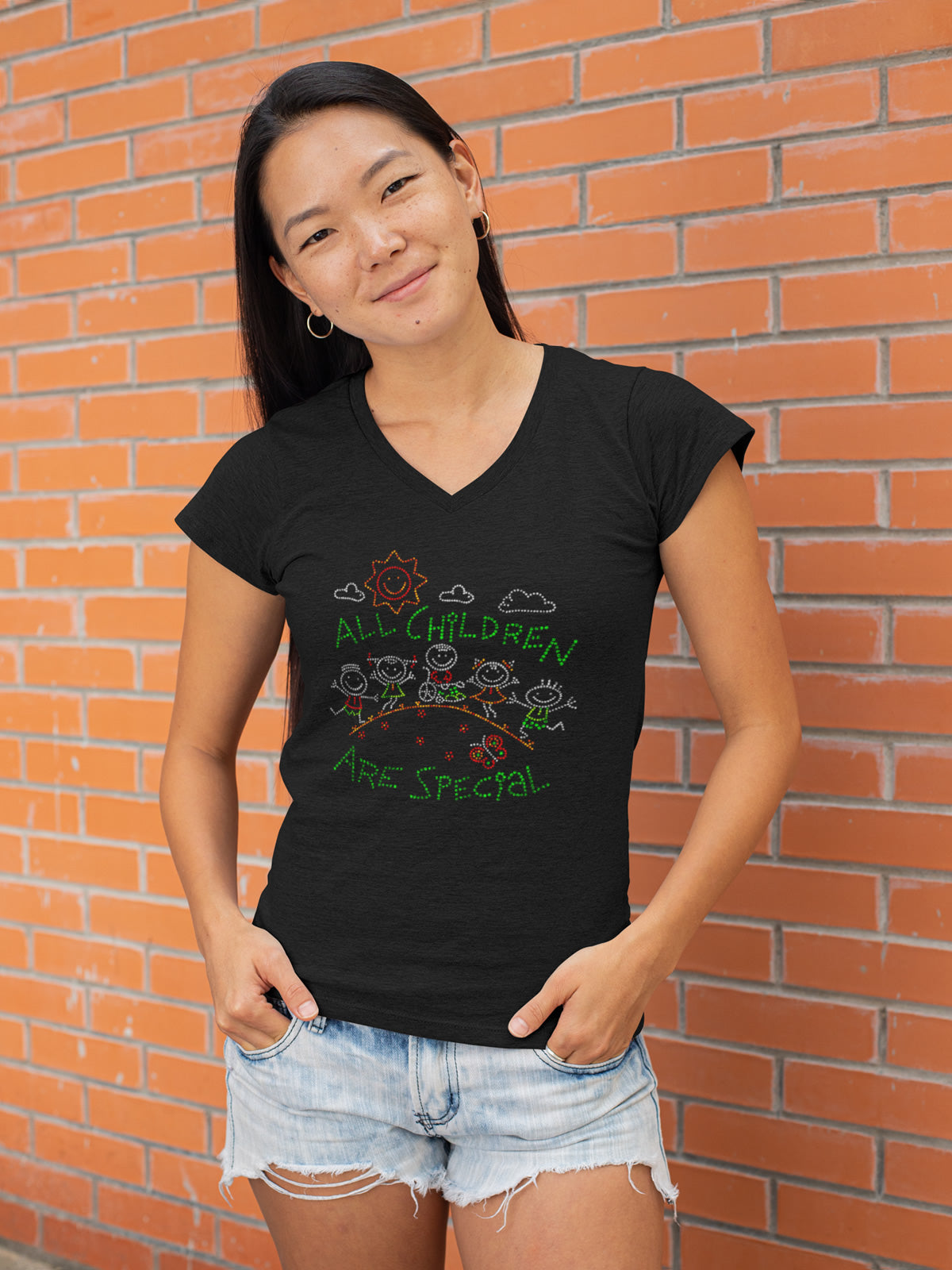 All Children Are Special Rhinestone T-shirt; colorful; Design KIDS-1