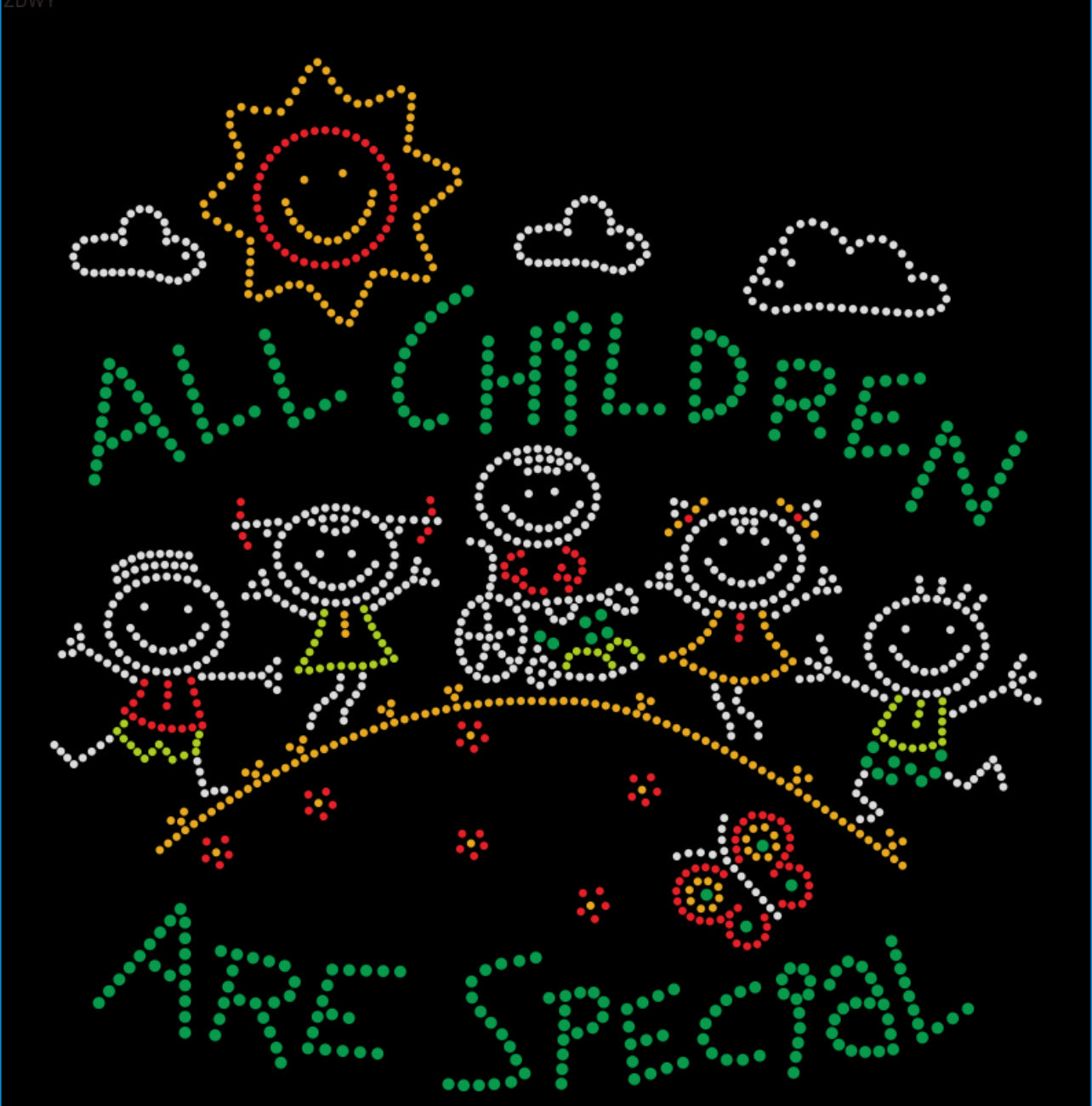All Children Are Special Rhinestone T-shirt; colorful; Design KIDS-1