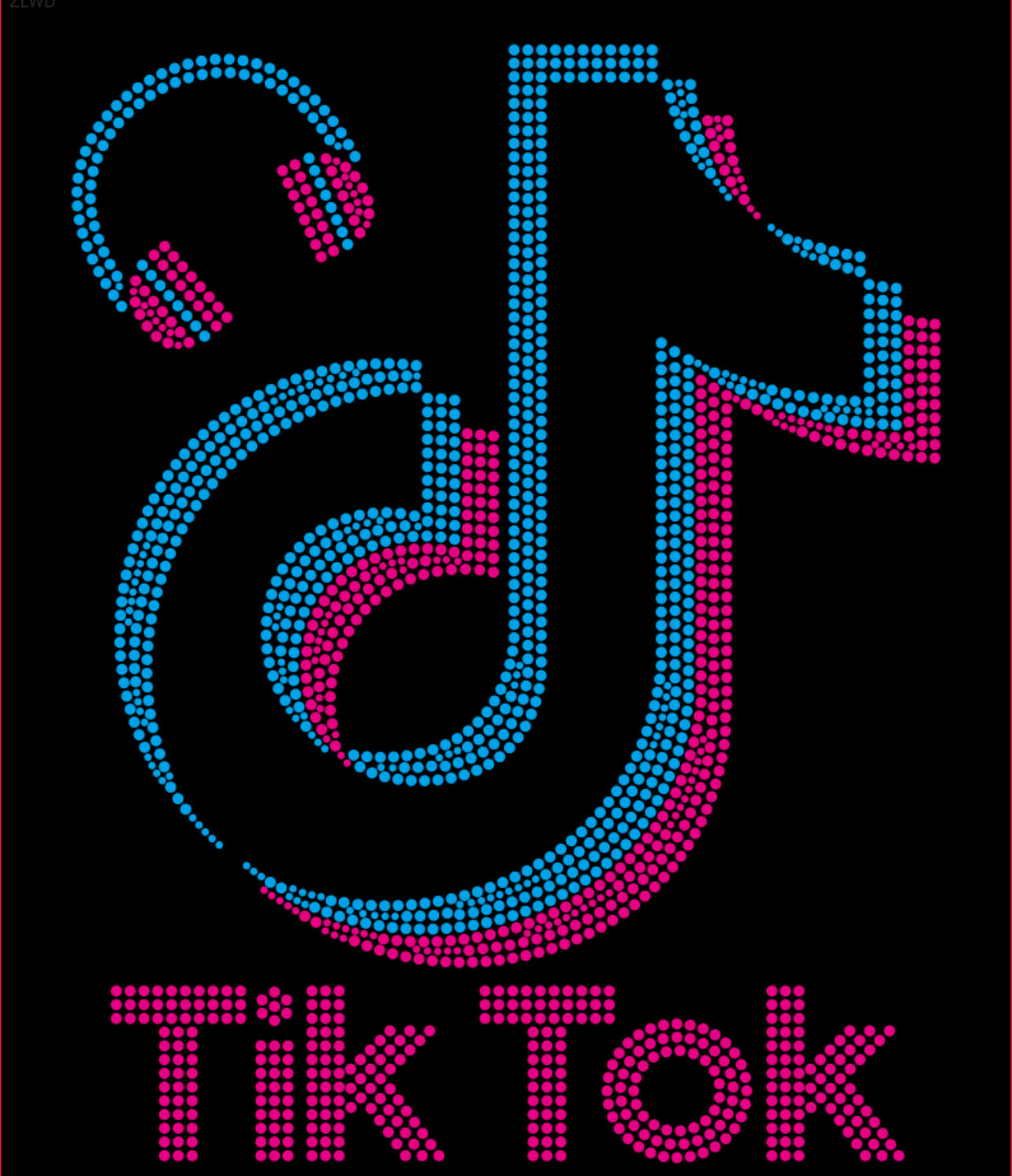 Tik Tok Headphones Rhinestone T-shirt; Design TIKTOK-1
