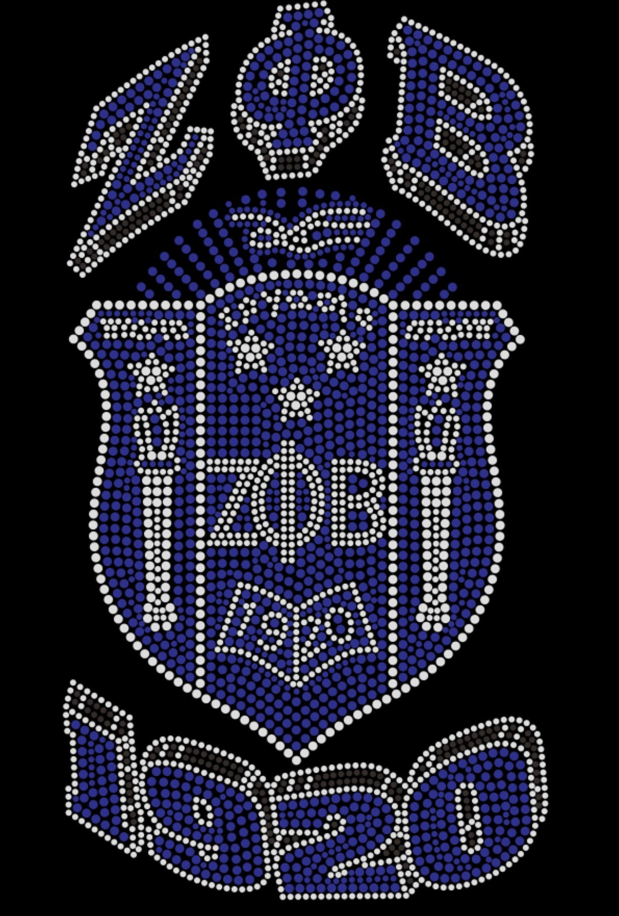 Zeta Phi Beta 1920 Rhinestone T-shirt; Greek; ***FYI: Black rhinestones may appear gray on the mock-up! Design-Z2