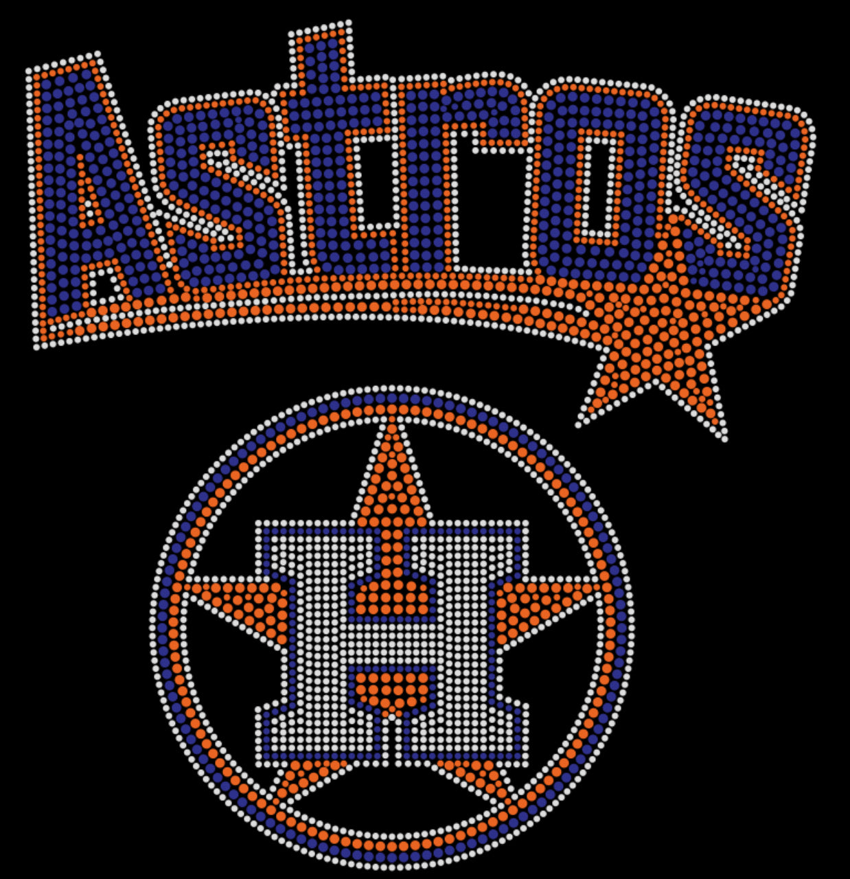Astros "H" and Star Rhinestone T-shirt; baseball, Houston, H-Town; Design-HA10