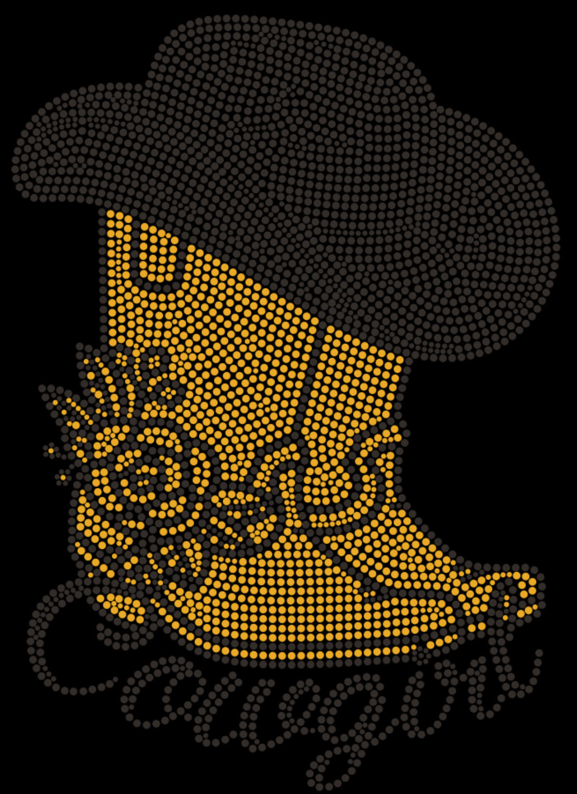 Hat and Boots Rhinestone T-shirt; western, cowgirl; Design WEST-1
