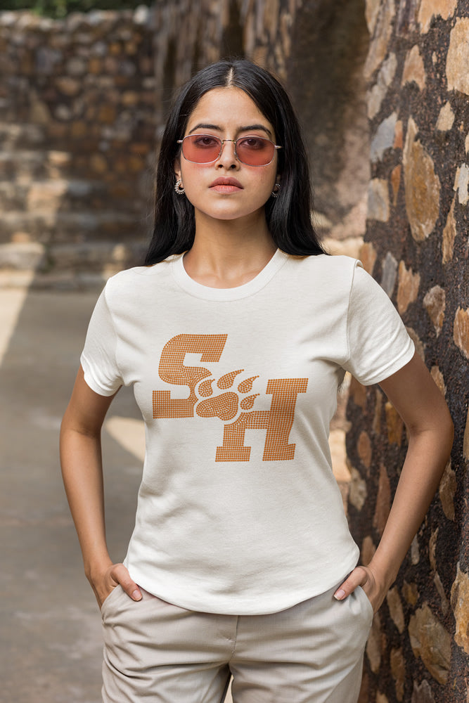SH "Paw" Rhinestone T-shirt; Sam Houston State University, Bearkat; Design-SH1
