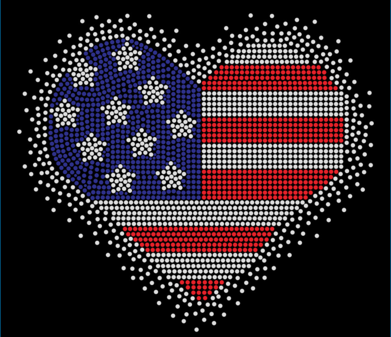 Heart Flag Rhinestone T-shirt; holidays; United States, US, USA; Design FLAG-1