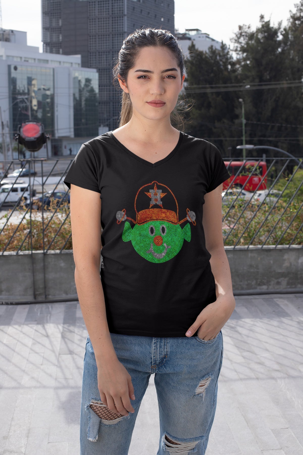 Orbit Rhinestone T-shirt; baseball, Astros, Houston, H-Town; Design-HA13