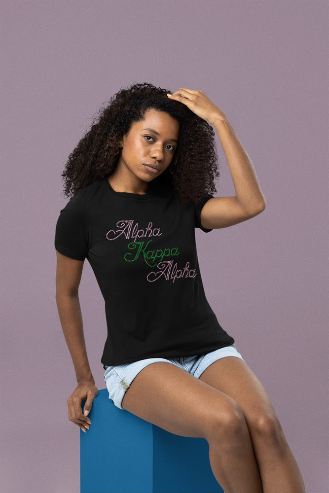 Alpha Kappa Alpha Rhinestone T-shirt; AKA, Greek; Design-AK10