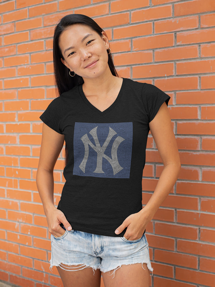 New York Yankees Rhinestone T-shirt; Design-NY1