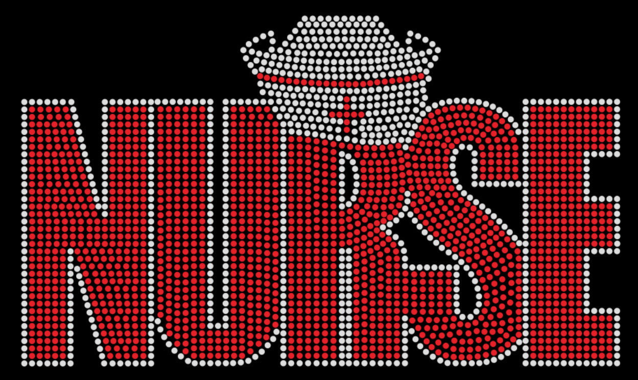 NURSE Hat Rhinestone T-shirt; nursing; Large design; Design NURSE-2
