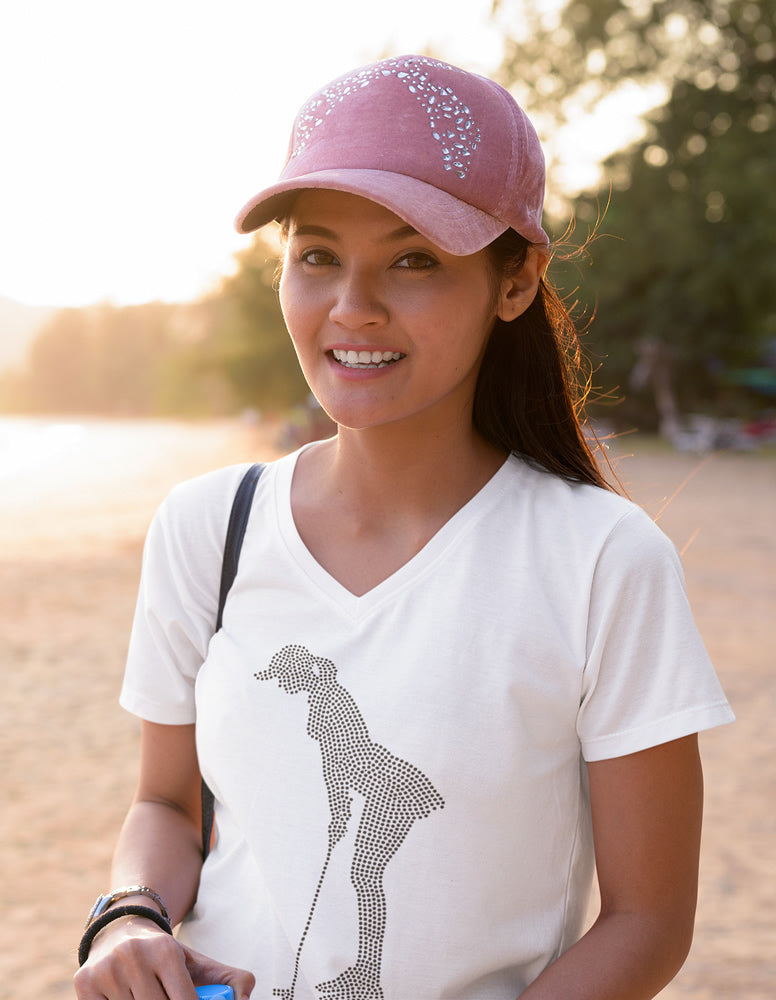 Golf Silhouette Rhinestone T-shirt; club, tee; Large design; ***FYI: Black rhinestones will appear gray on a black mock-up! Design GOLF-1
