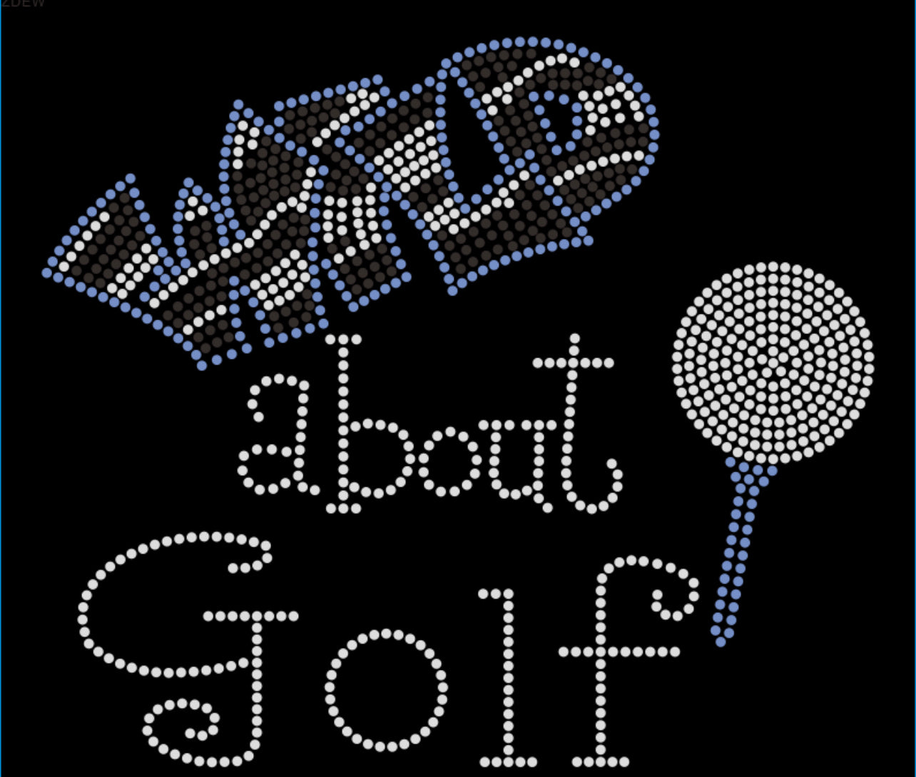 Wild about Golf Rhinestone T-shirt; tee, ball; ***FYI:  Black rhinestones may appear gray on the black mock-up! Design GOLF-2