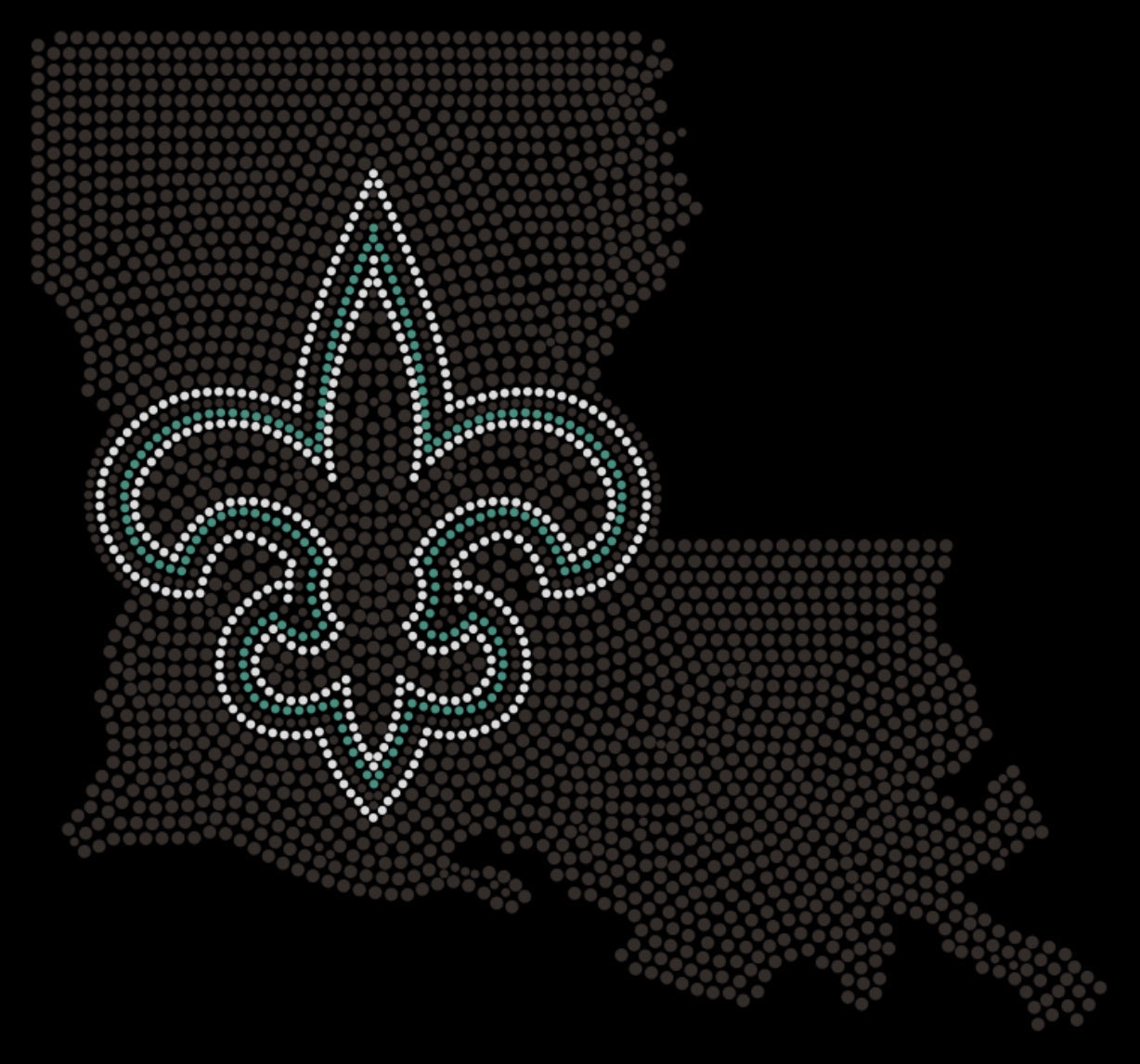 Fleur de Lis in Louisiana (State) Rhinestone T-shirt; Louisiana; Design FLEUR-1