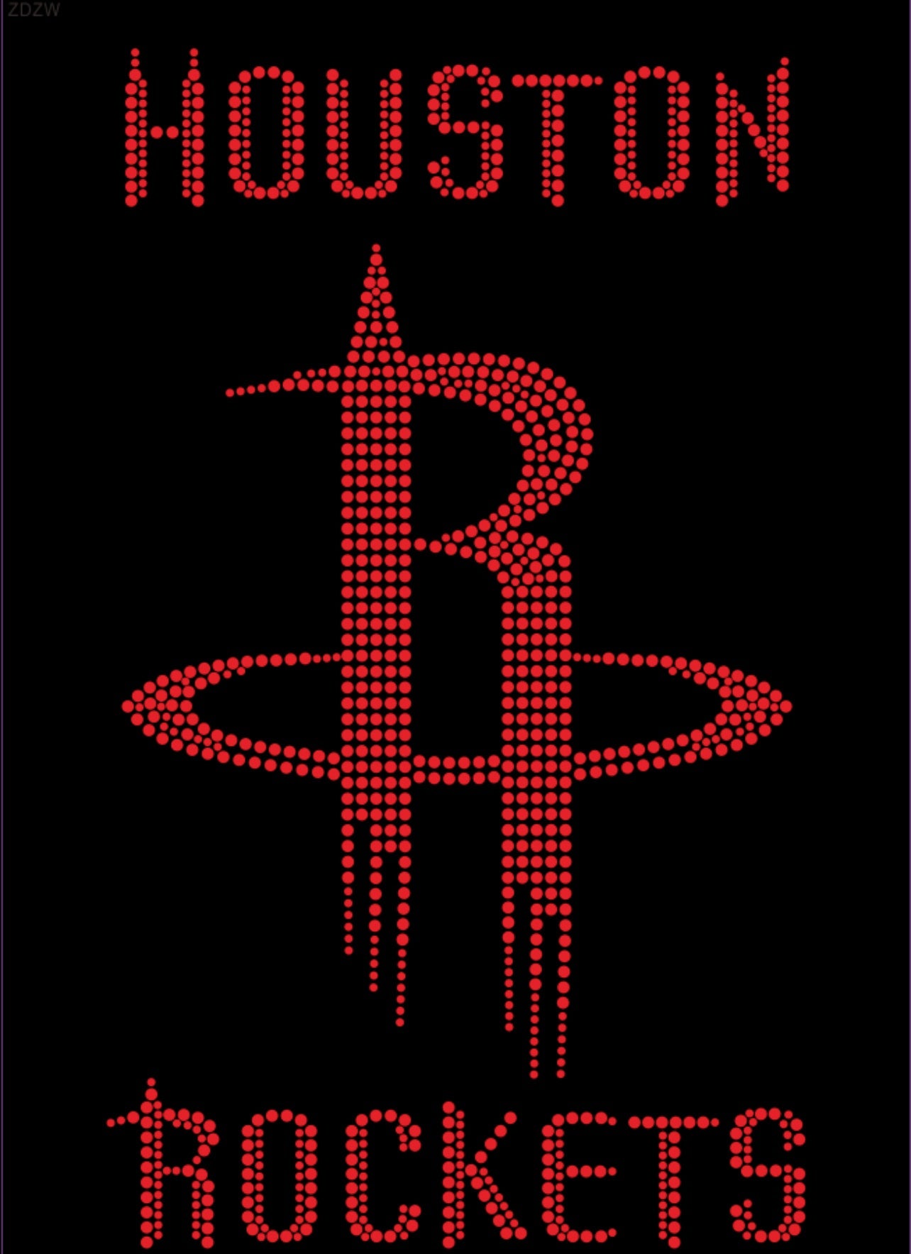 Houston Rockets Rhinestone T-shirt; basketball, H-Town; Large design; Design-HR2