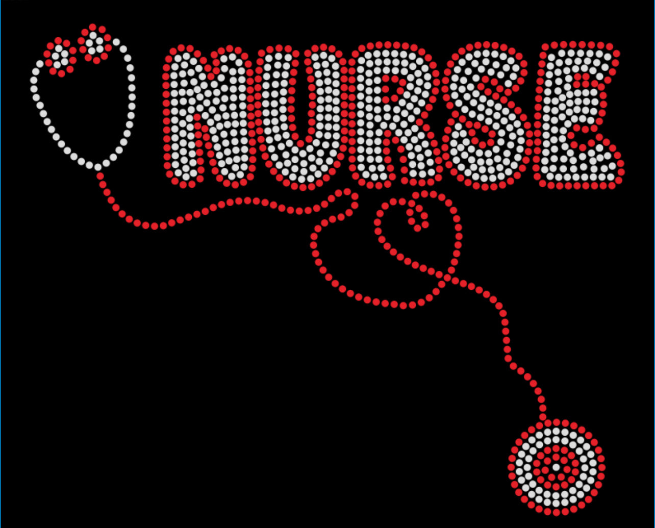 NURSE Stethoscope Rhinestone T-shirt; nursing; Design NURSE-2