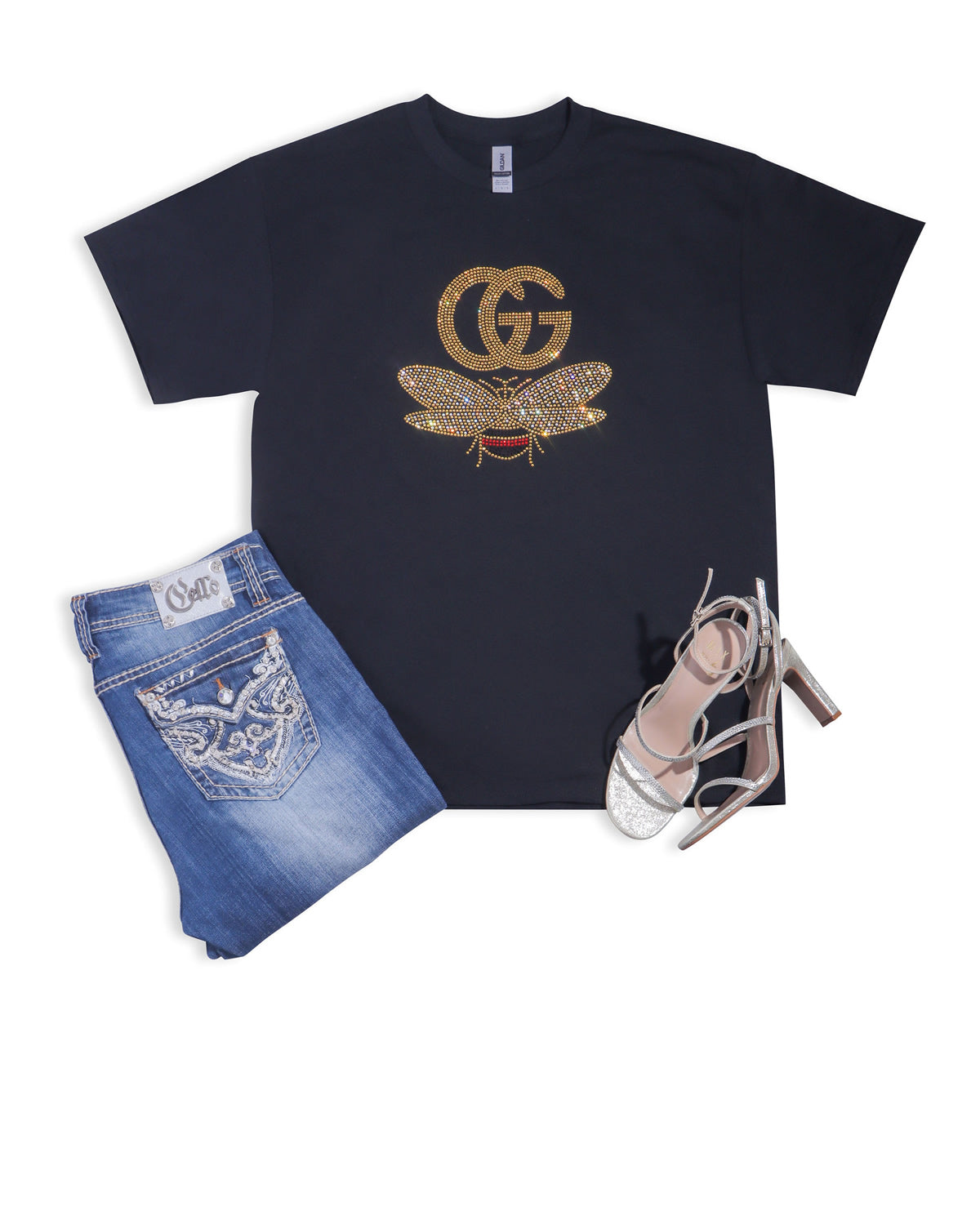 GUCCI Butterfly Rhinestone T-shirt; GG; Design-G4