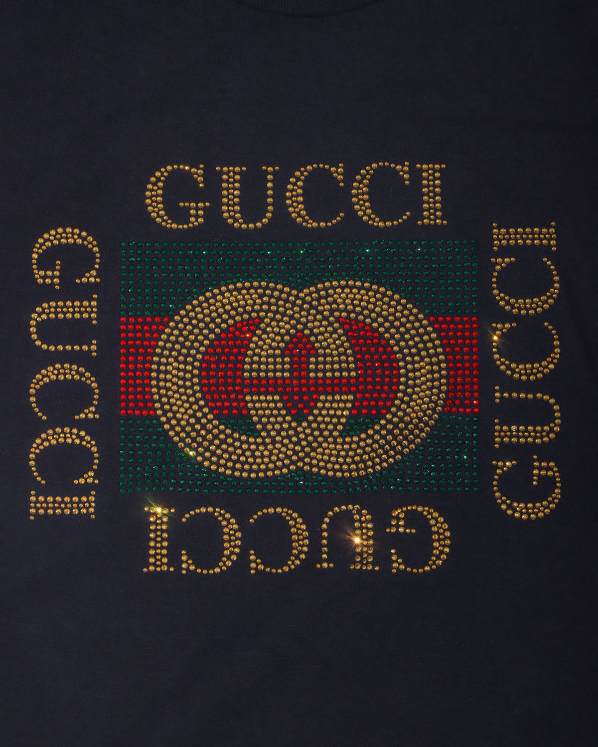 GUCCI Rhinestone T-shirt; GG square; Design-G1