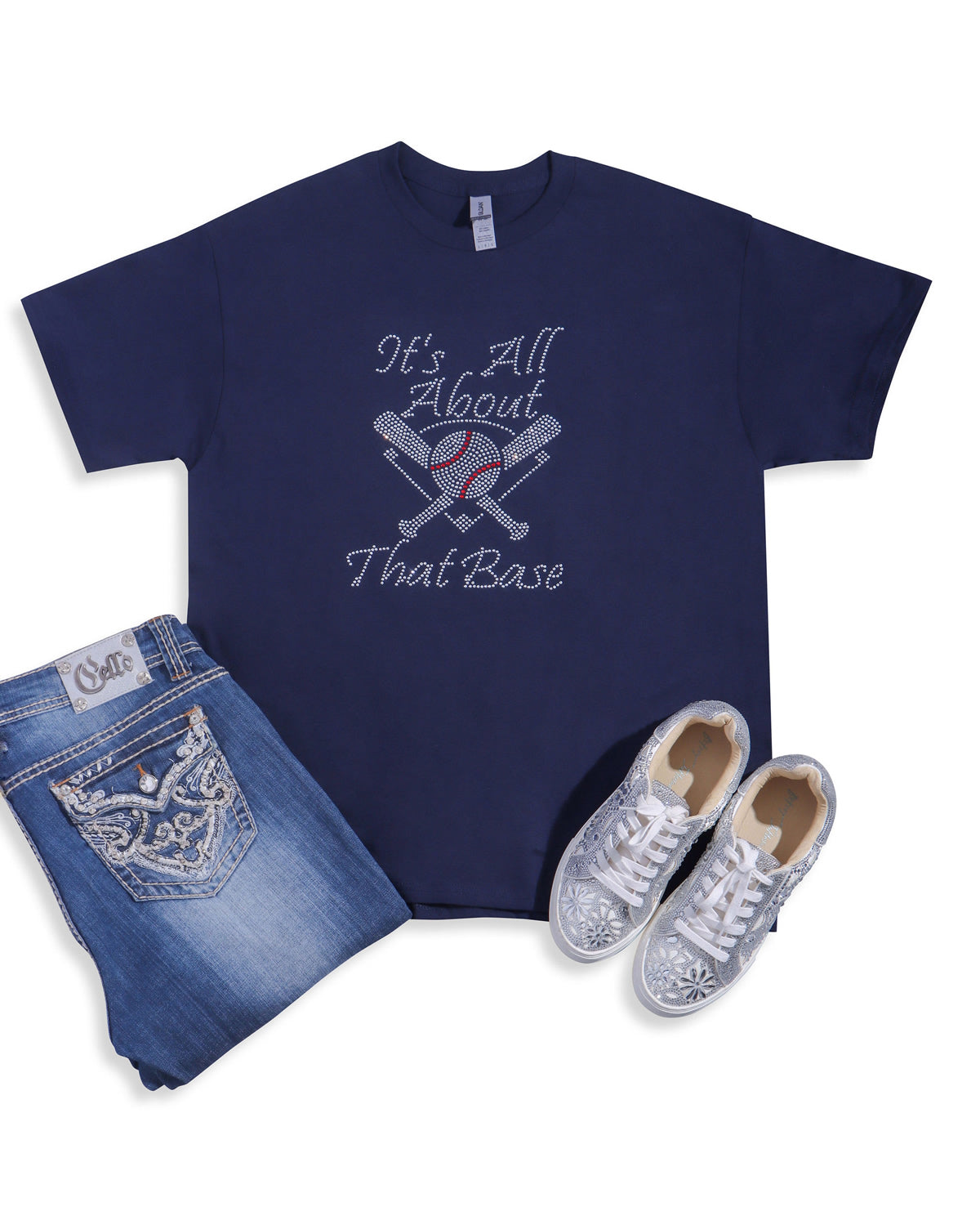 It's All About That Base Rhinestone T-shirt; baseball; Design BASE-11