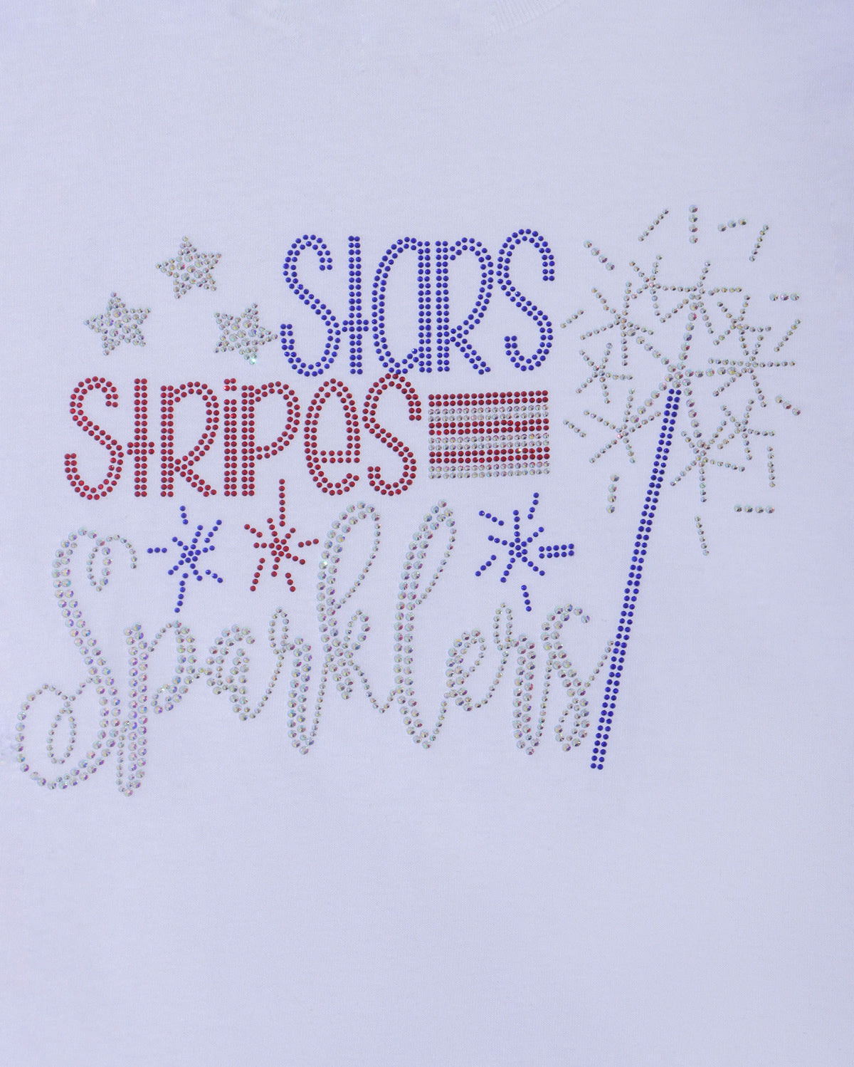 Stars Strips Sparklers Rhinestone T-shirt; US, USA, patriotic; Design-USA2
