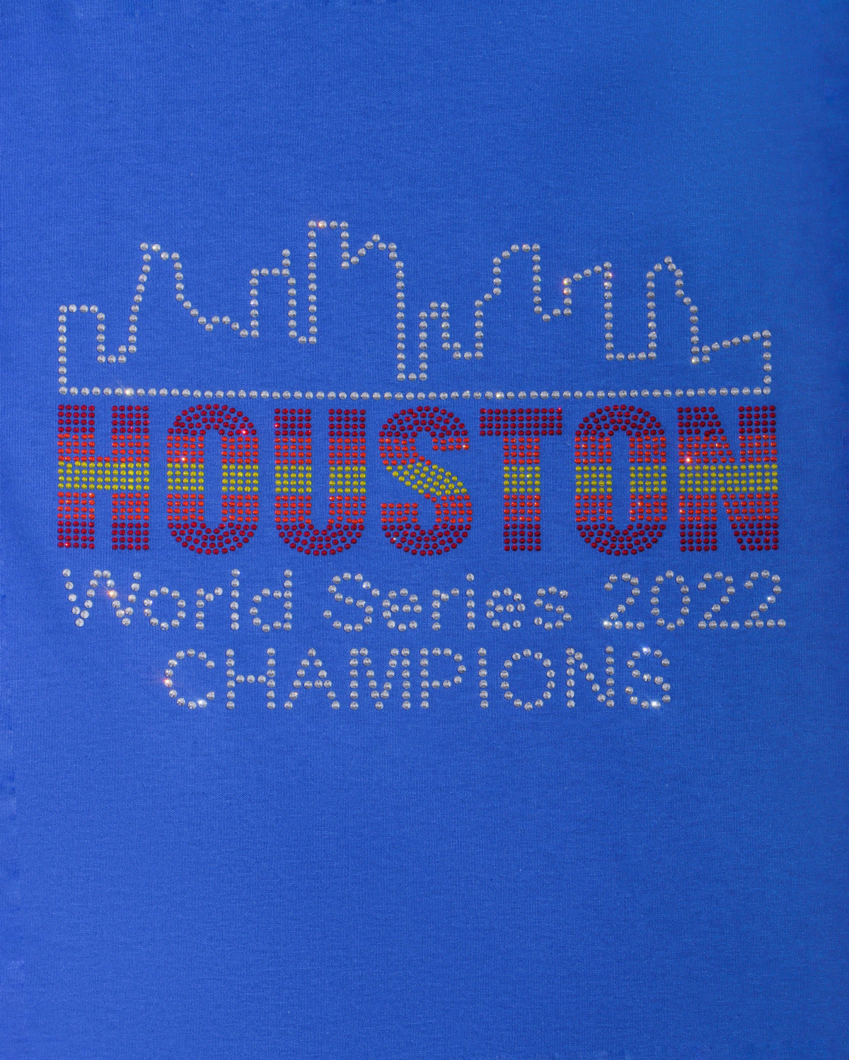 HOUSTON World Series 2022 CHAMPIONS+Skyline Rhinestone T-shirt; Design-HOU3