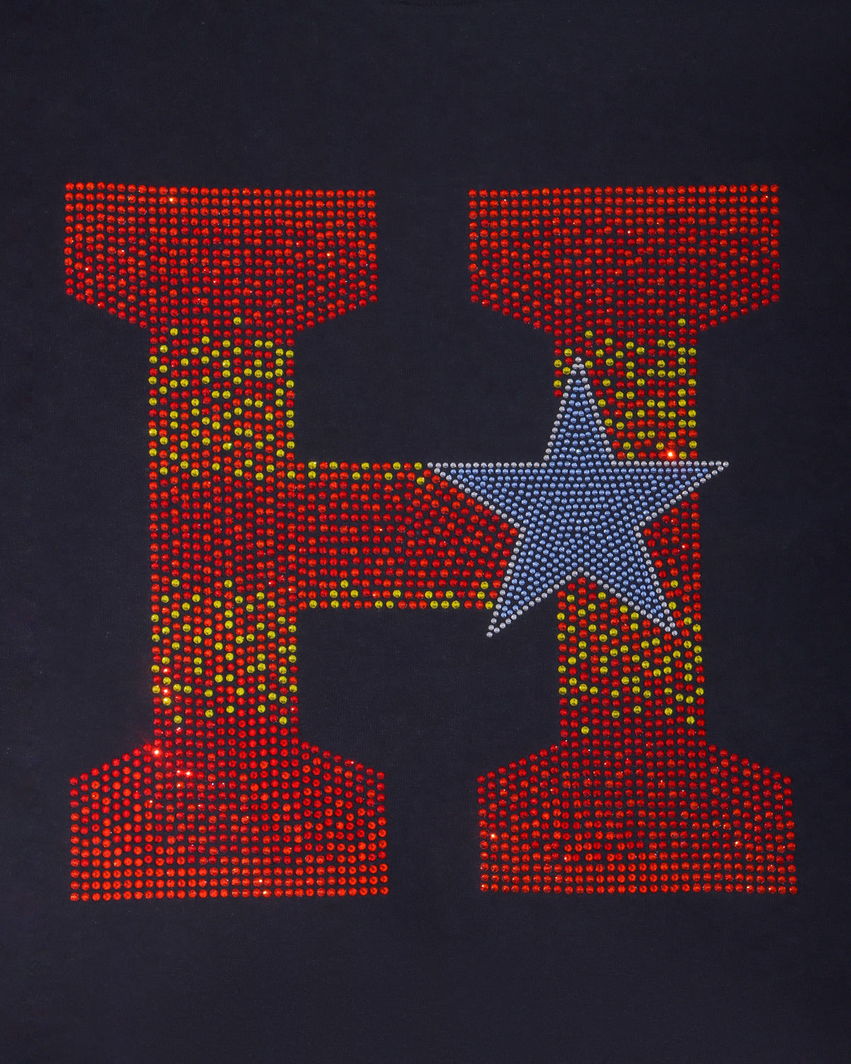 Large "H" and Star Rhinestone T-shirt; Astros, baseball, H-Town, Houston; Design-HA4