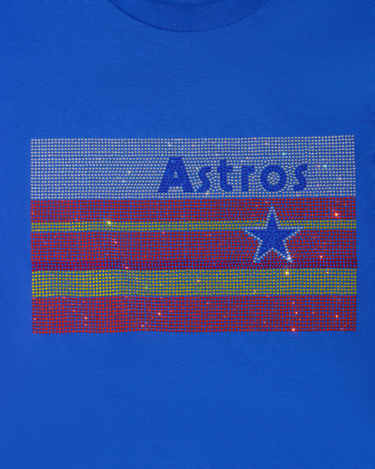 Astros Flag Rhinestone T-shirt; baseball, star, strips, retro, H-Town, Houston; Design-HA1a
